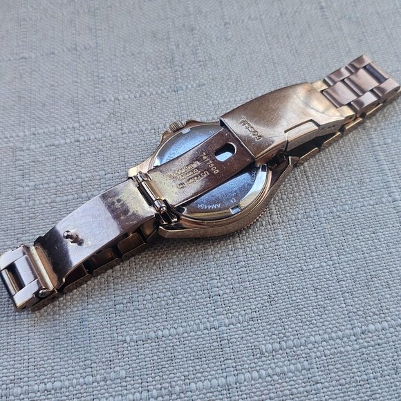 Fossil Women Watch AM4454 Retro Traveler Rose Gold Stainless Steel Crystal Bezel - Picture 10 of 12